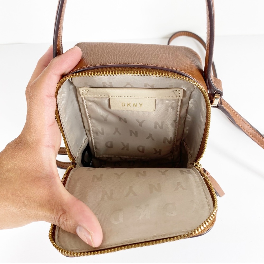 DKNY Mini Top Handle Crossbody in Signature Canvas Tan - Picture 6 of 12